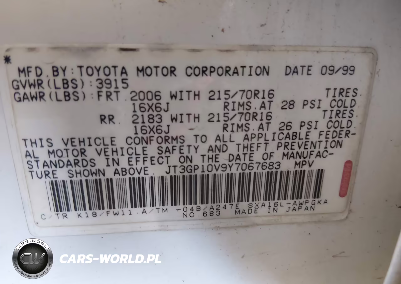 2000 Toyota Rav4 VIN:JT3GP10V9Y7067683 - 9