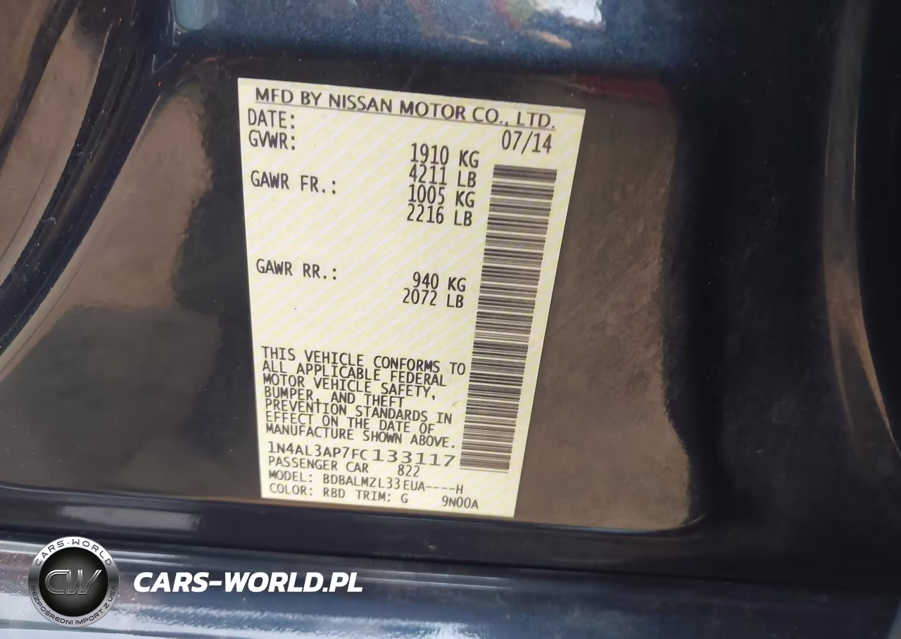 2015 Nissan Altima 2.5 Sv VIN:1N4AL3AP7FC133117 - 9