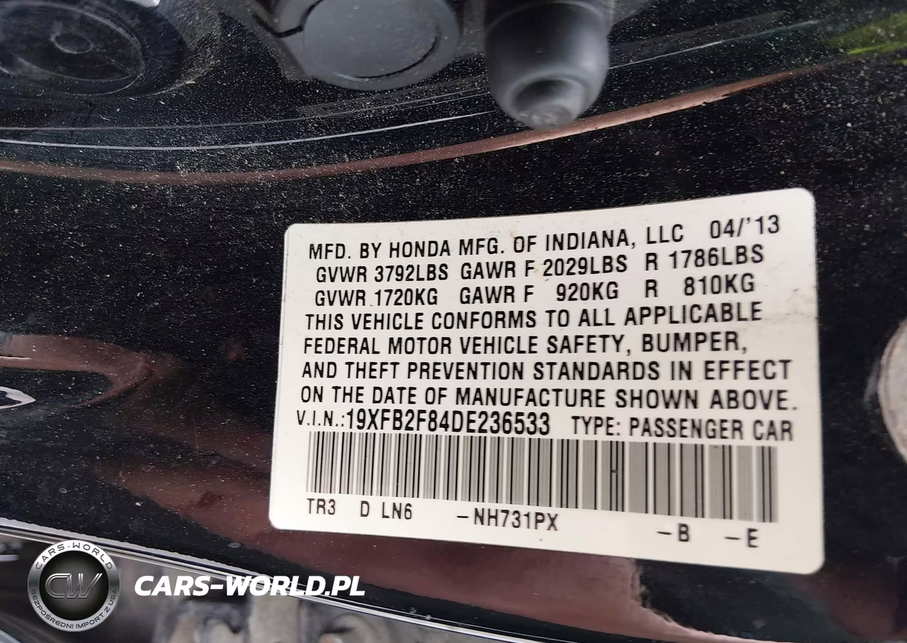 2013 Honda Civic Ex VIN:19XFB2F84DE236533 - 9