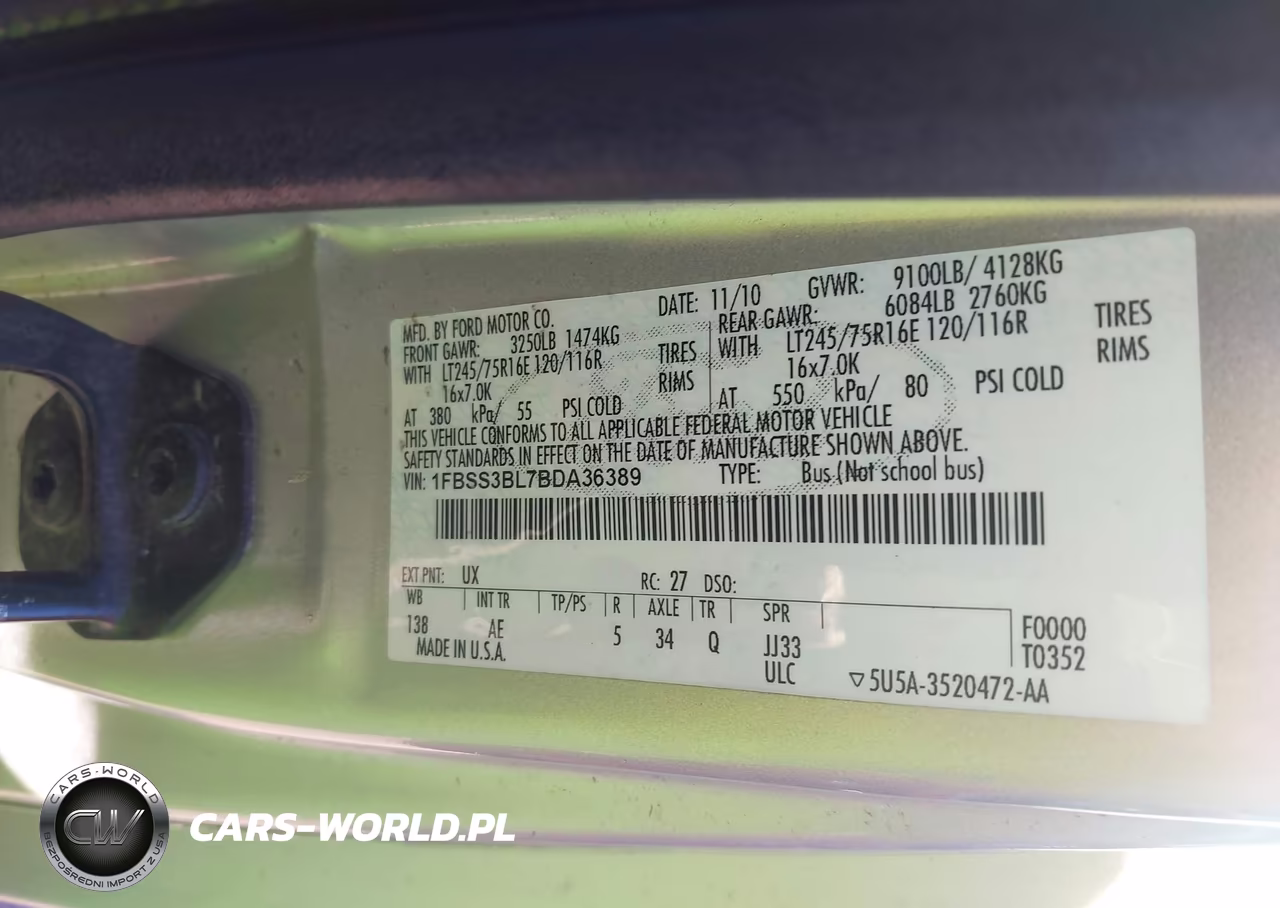 2011 Ford E-350 Super Duty Xl-Xlt VIN:1FBSS3BL7BDA36389 - 9