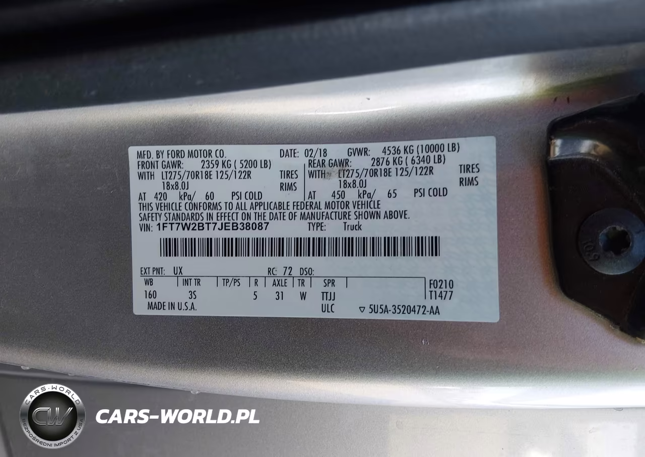 2018 Ford F-250 Xlt VIN:1FT7W2BT7JEB38087 - 9
