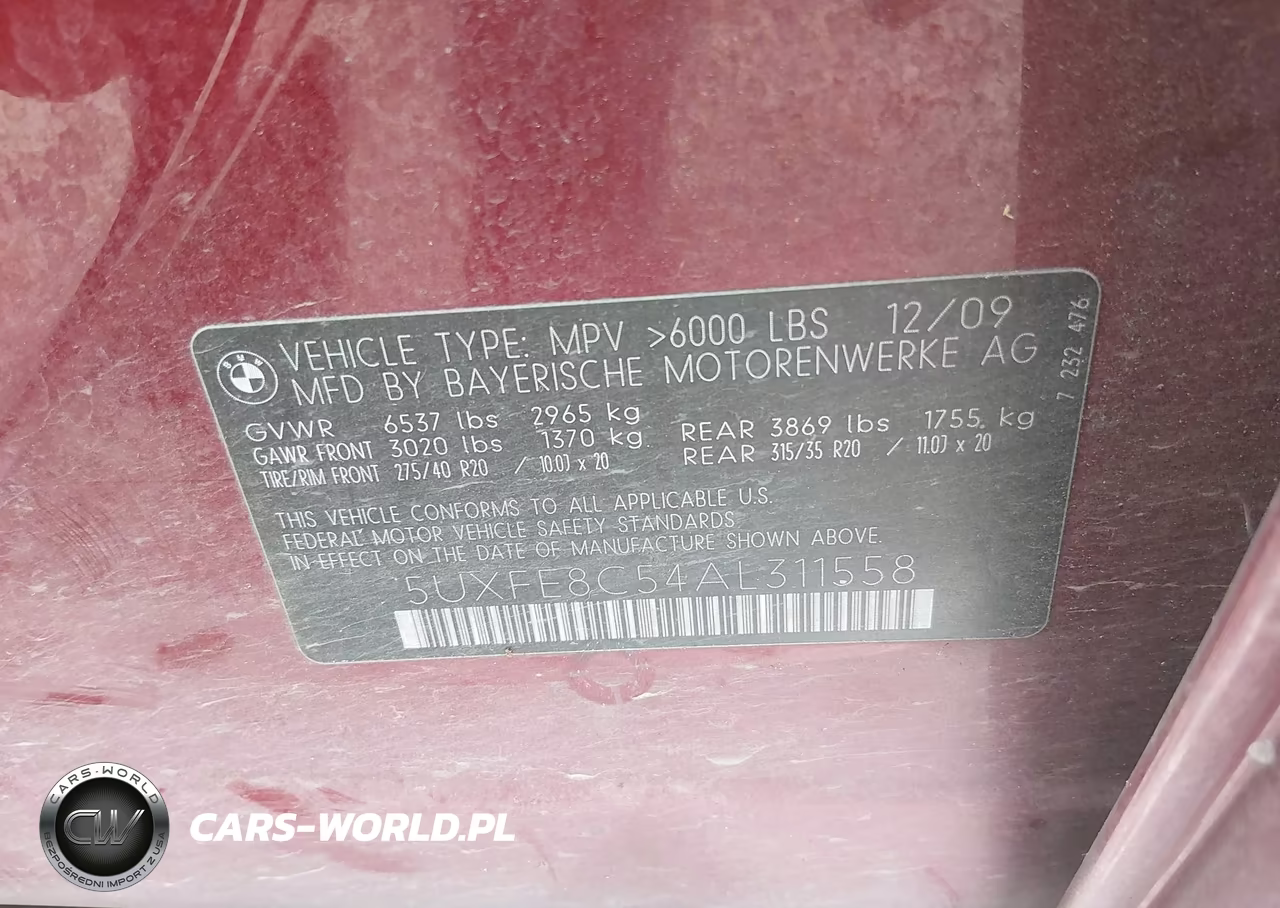 2010 BMW X5 xDrive48I VIN:5UXFE8C54AL311558 - 9