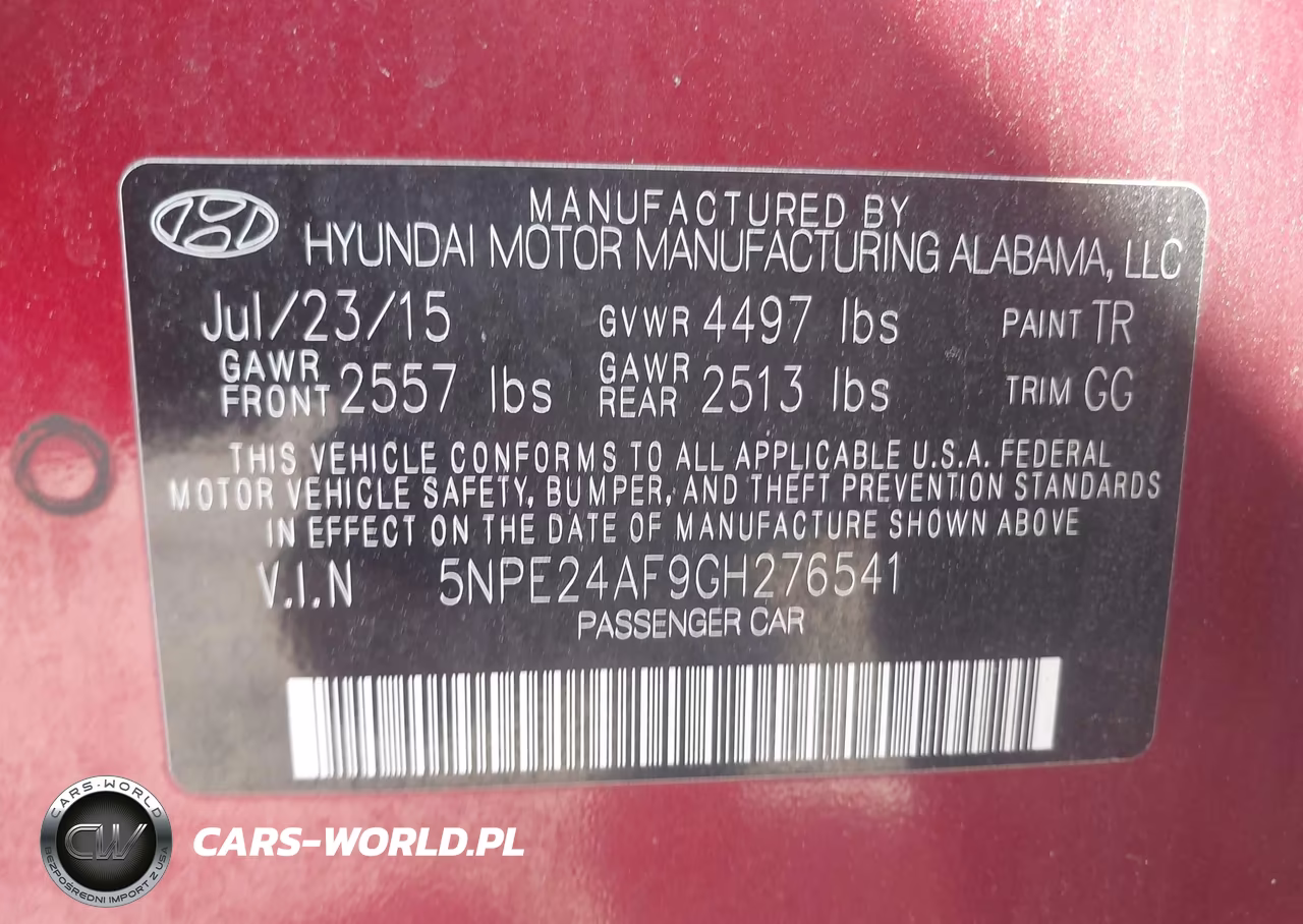 2016 Hyundai Sonata Se VIN:5NPE24AF9GH276541 - 9