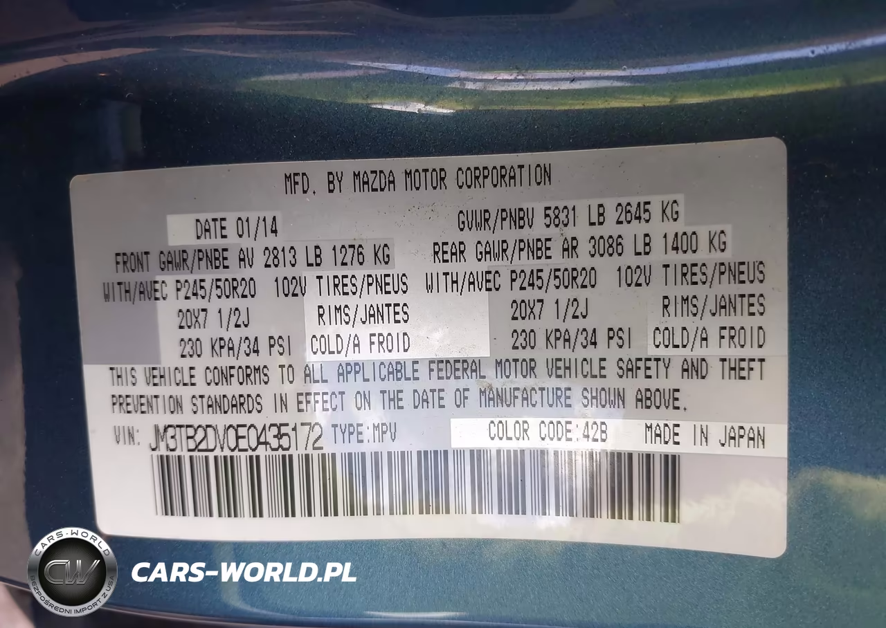 2014 Mazda Cx-9 Grand Touring VIN:JM3TB2DV0E0435172 - 9