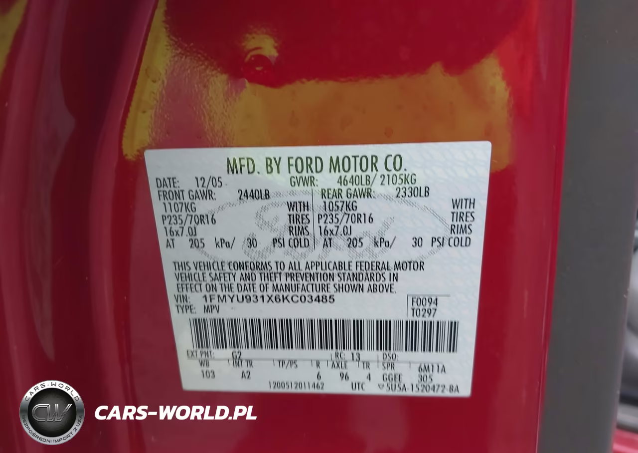 2006 Ford Escape Xlt-Xlt Sport VIN:1FMYU931X6KC03485 - 9