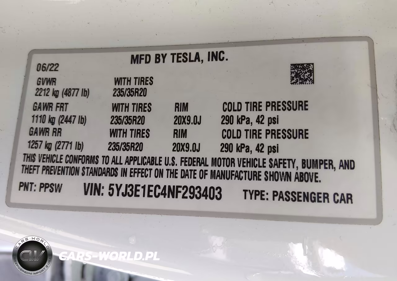 2022 Tesla Model 3 Performance Dual Motor All-Wheel Drive VIN:5YJ3E1EC4NF293403 - 9