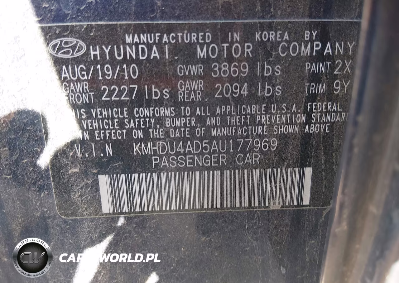 2010 Hyundai Elantra Gls VIN:KMHDU4AD5AU177969 - 9