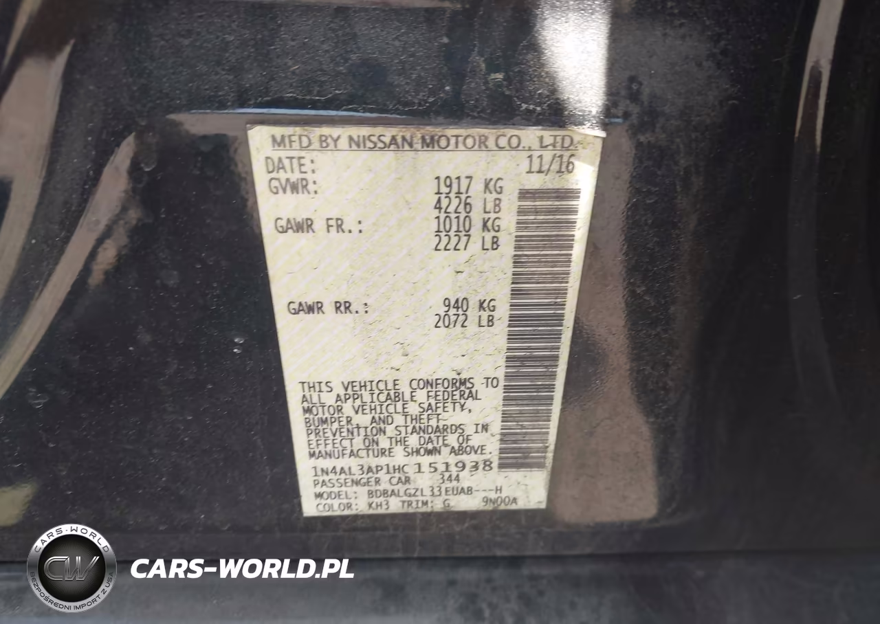 2017 Nissan Altima 2.5 S VIN:1N4AL3AP1HC151938 - 9