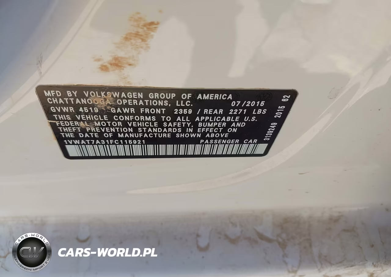 2015 Volkswagen Passat 1.8T Limited Edition VIN:1VWAT7A31FC115921 - 9