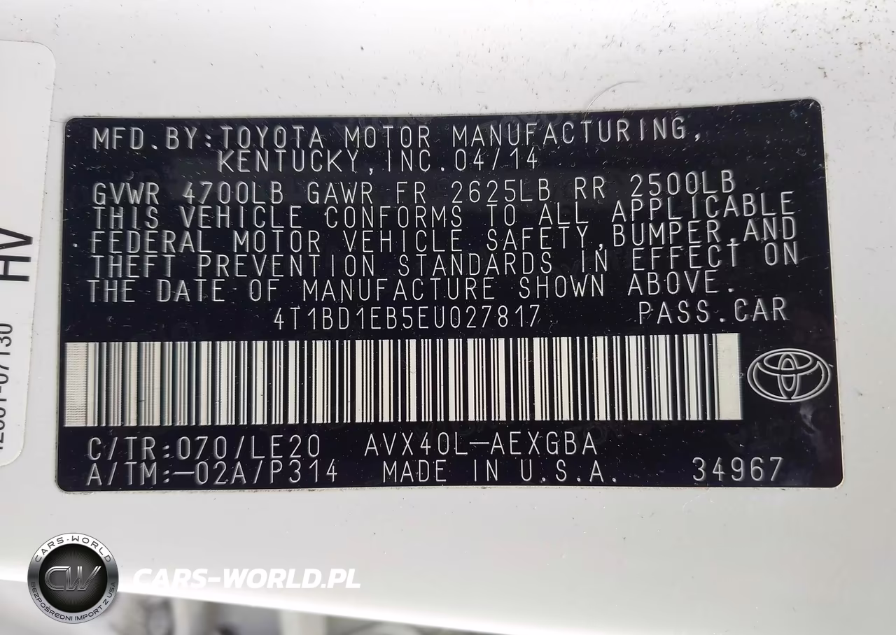 2014 Toyota Avalon Hybrid Xle Touring VIN:4T1BD1EB5EU027817 - 9