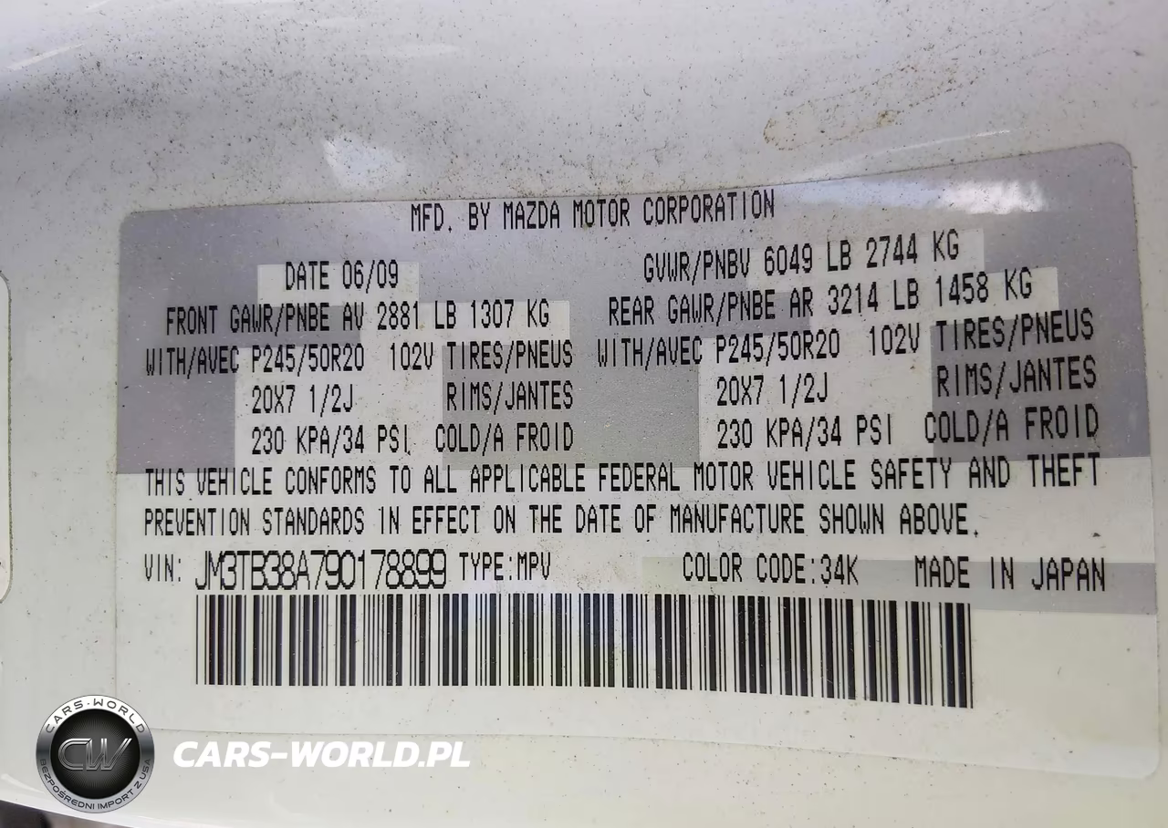 2009 Mazda Cx-9 Grand Touring VIN:JM3TB38A790178899 - 9