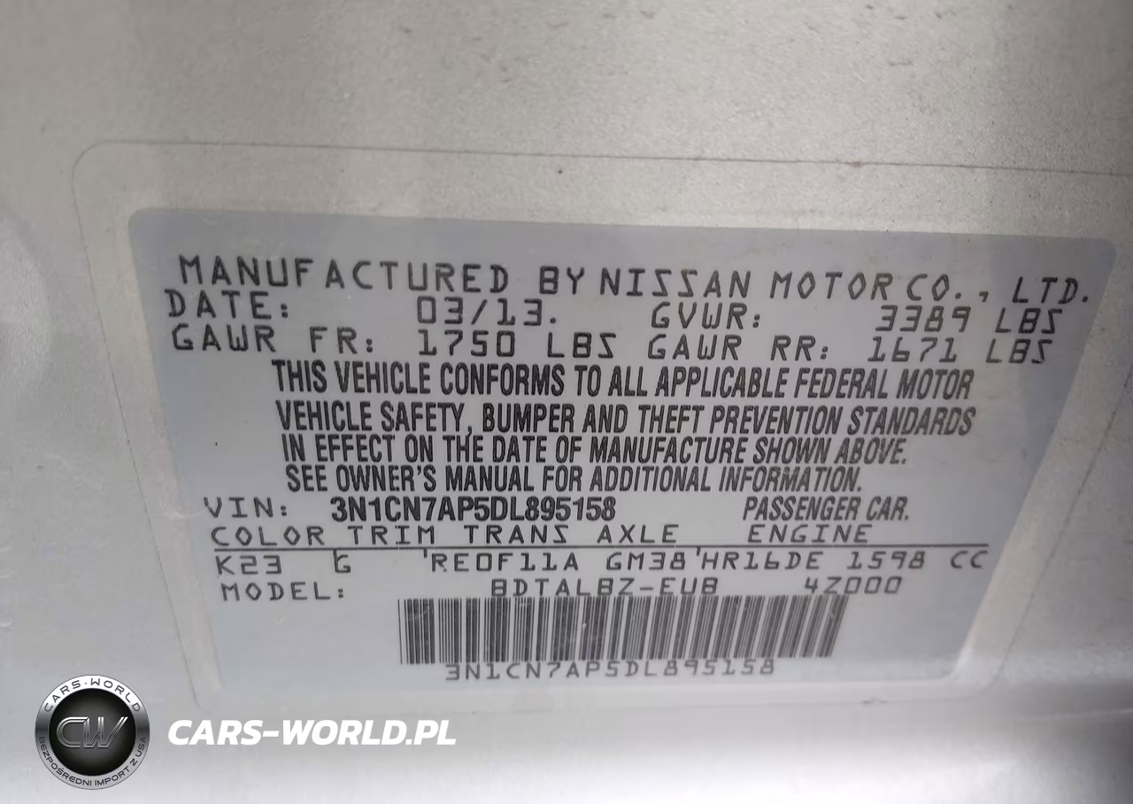 2013 Nissan Versa 1.6 Sv VIN:3N1CN7AP5DL895158 - 9
