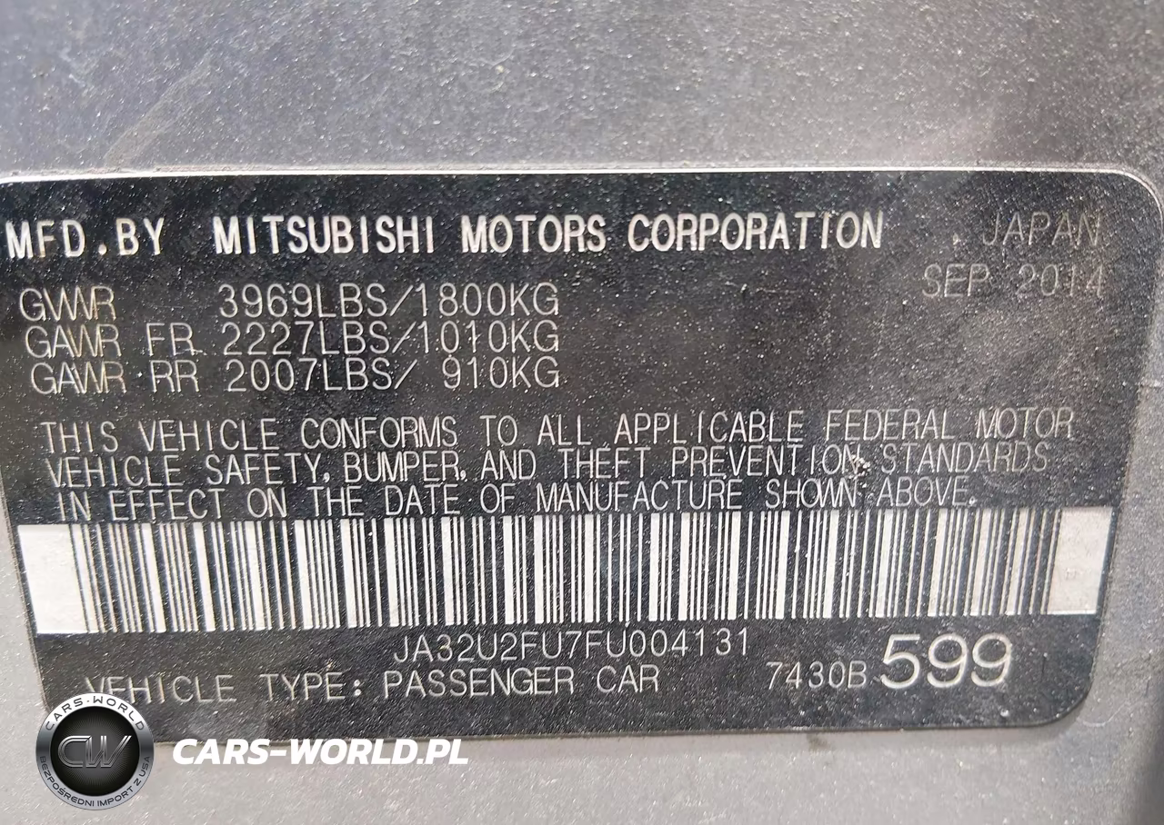 2015 Mitsubishi Lancer Es VIN:JA32U2FU7FU004131 - 9