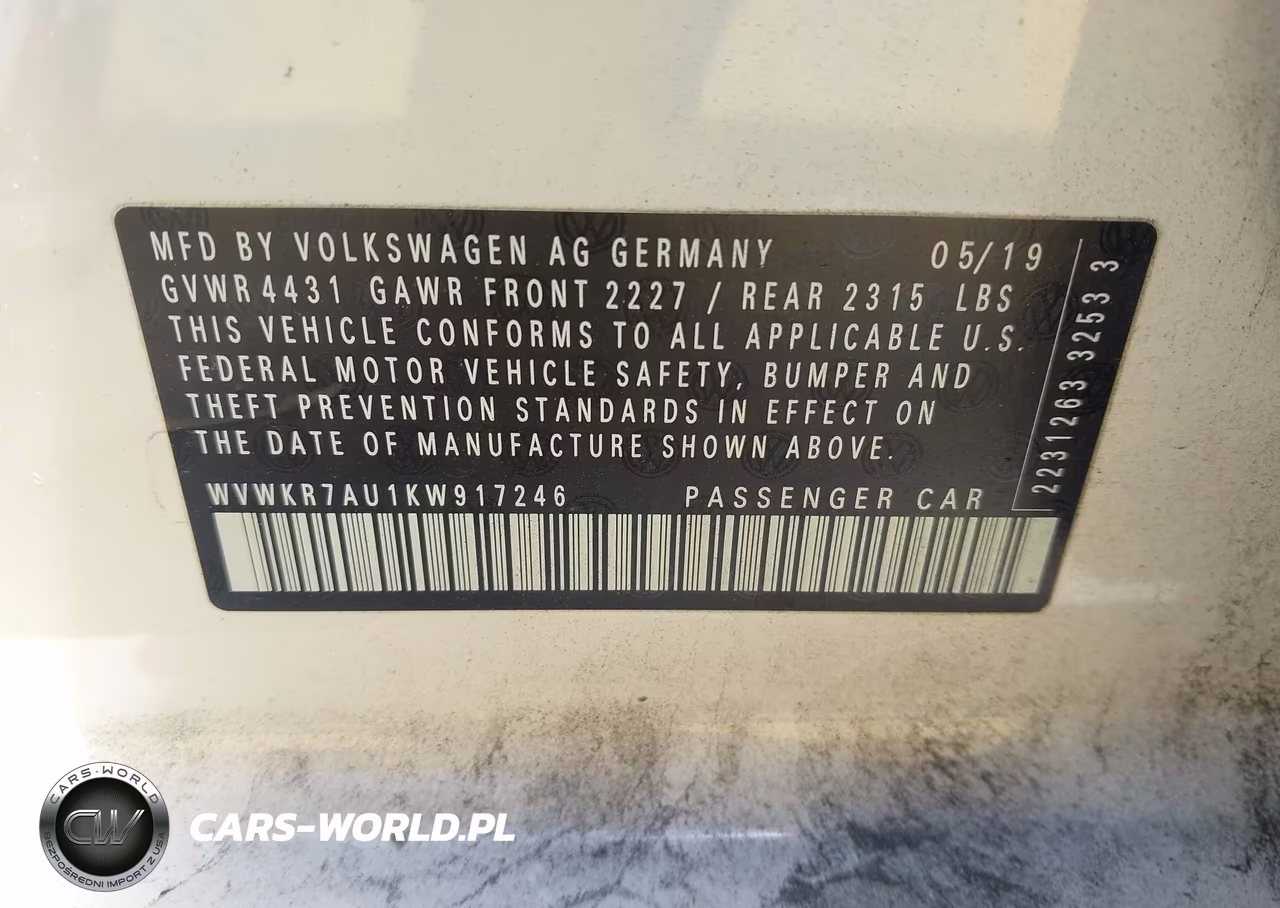 2019 Volkswagen E-Golf Se VIN:WVWKR7AU1KW917246 - 9