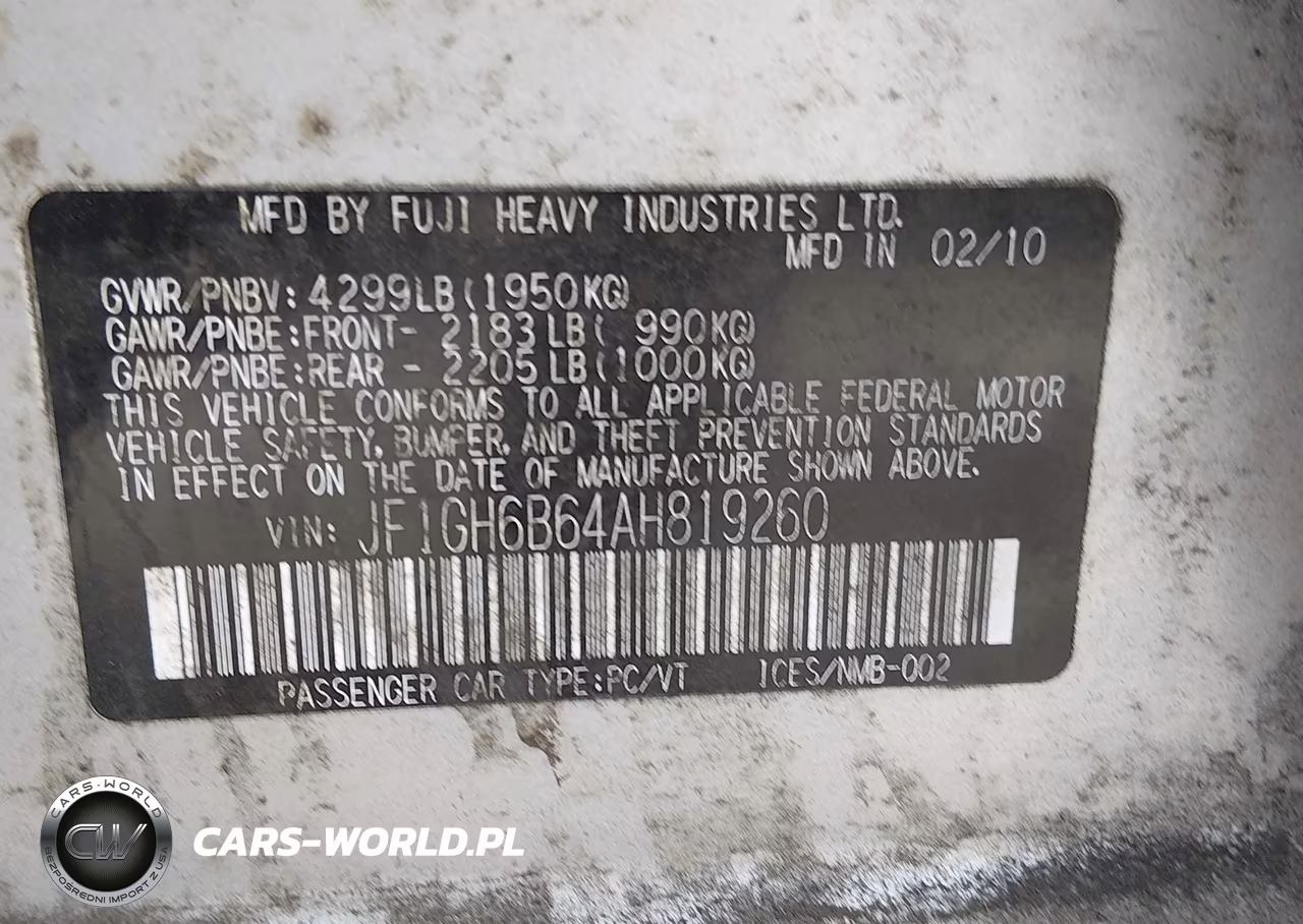 2010 Subaru Impreza 2.5I Premium VIN:JF1GH6B64AH819260 - 9
