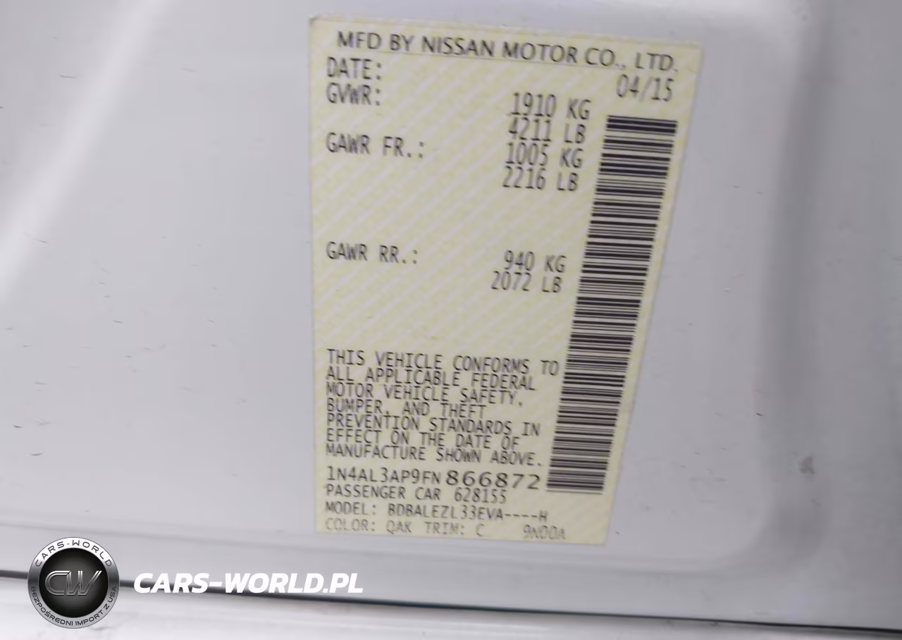 2015 Nissan Altima 2.5 S VIN:1N4AL3AP9FN866872 - 9
