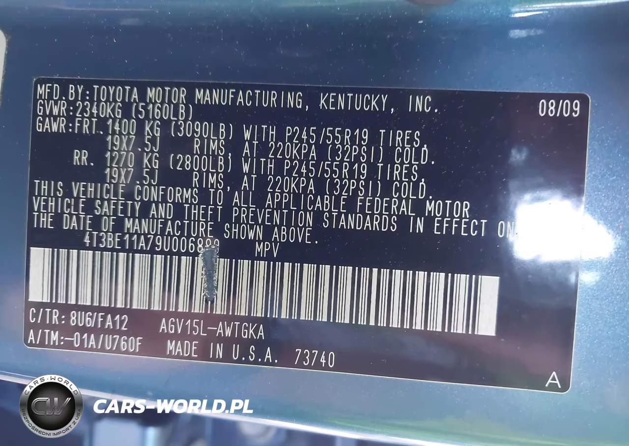 2009 Toyota Venza VIN:4T3BE11A79U006880 - 9