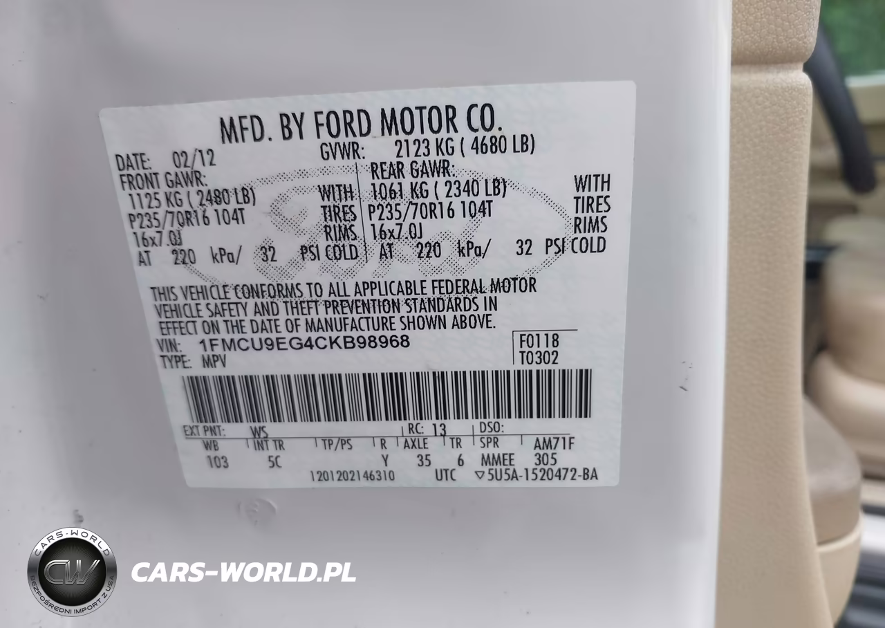 2012 Ford Escape Limited VIN:1FMCU9EG4CKB98968 - 9