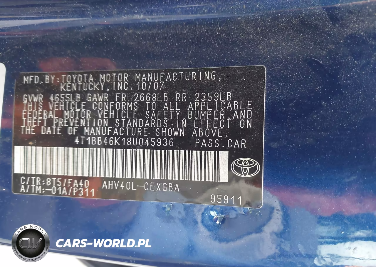 2008 Toyota Camry Hybrid VIN:4T1BB46K18U045936 - 9