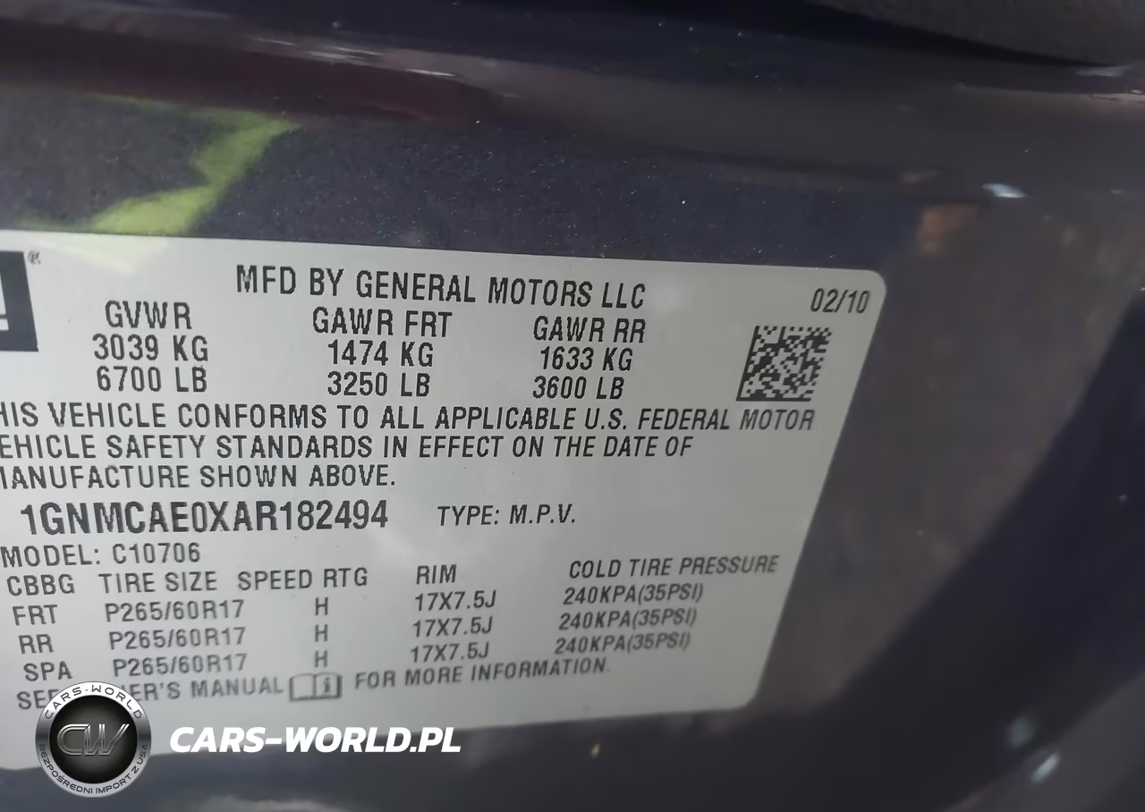 2010 Chevrolet Tahoe Ls VIN:1GNMCAE0XAR182494 - 9