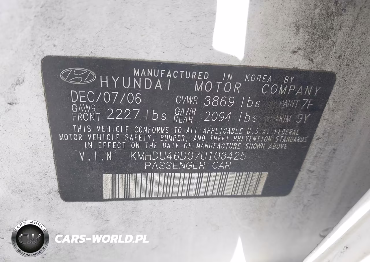 2007 Hyundai Elantra Gls-Ltd-Se VIN:KMHDU46D07U103425 - 9
