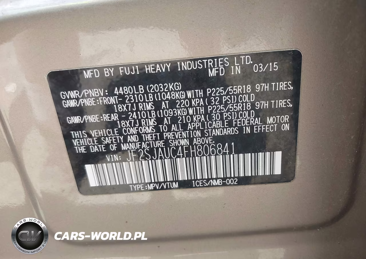 2015 Subaru Forester 2.5I Touring VIN:JF2SJAUC4FH806841 - 9