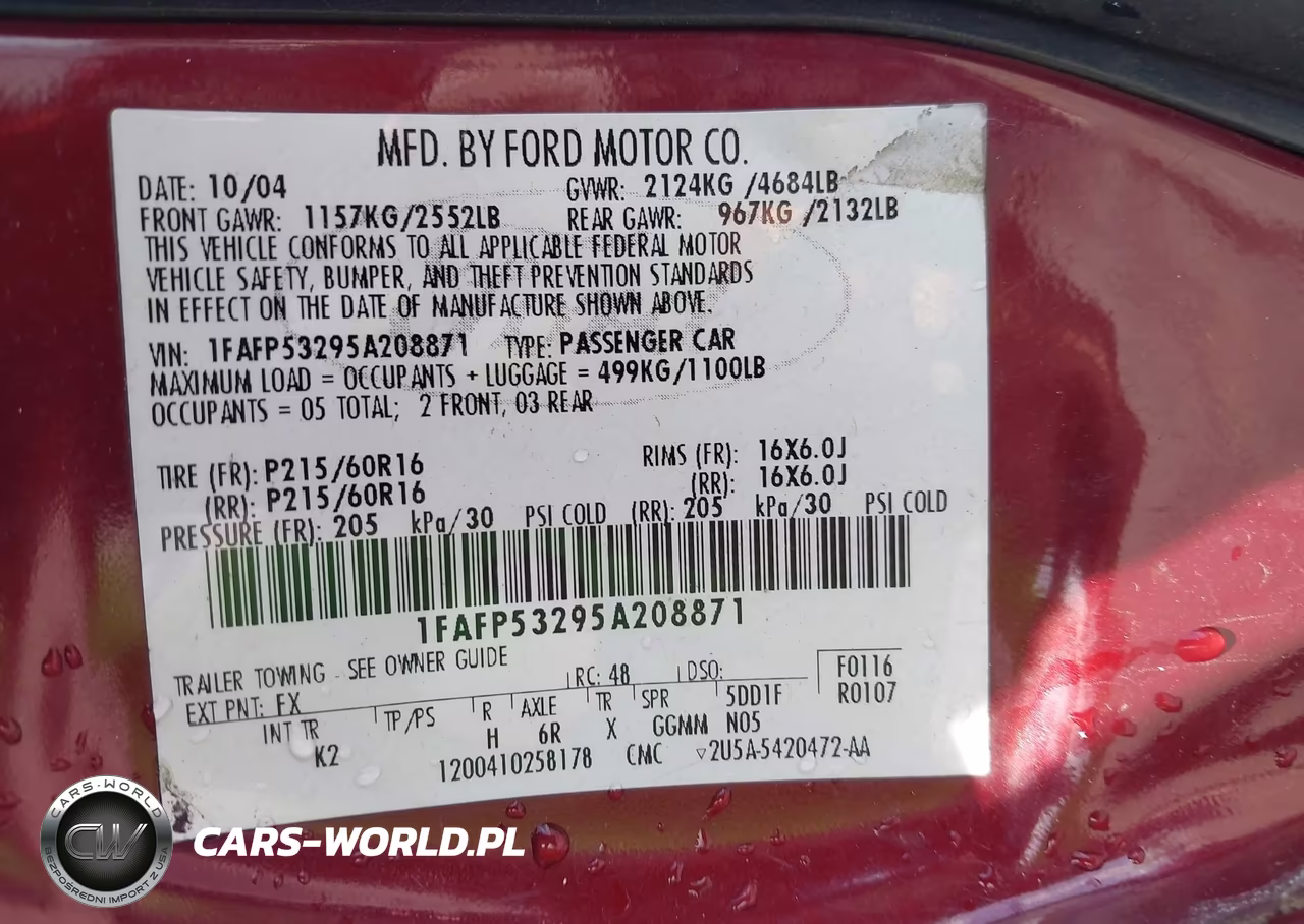 2005 Ford Taurus Se VIN:1FAFP53295A208871 - 9