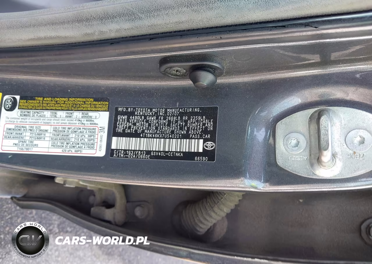 2007 Toyota Camry Le V6 VIN:4T1BK46KX7U540201 - 9