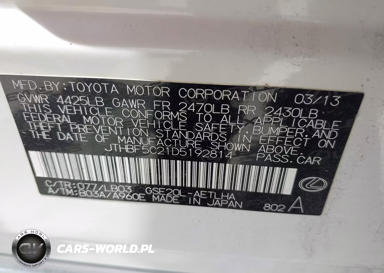 2013 Lexus Is 250 VIN:JTHBF5C21D5192814 - 9