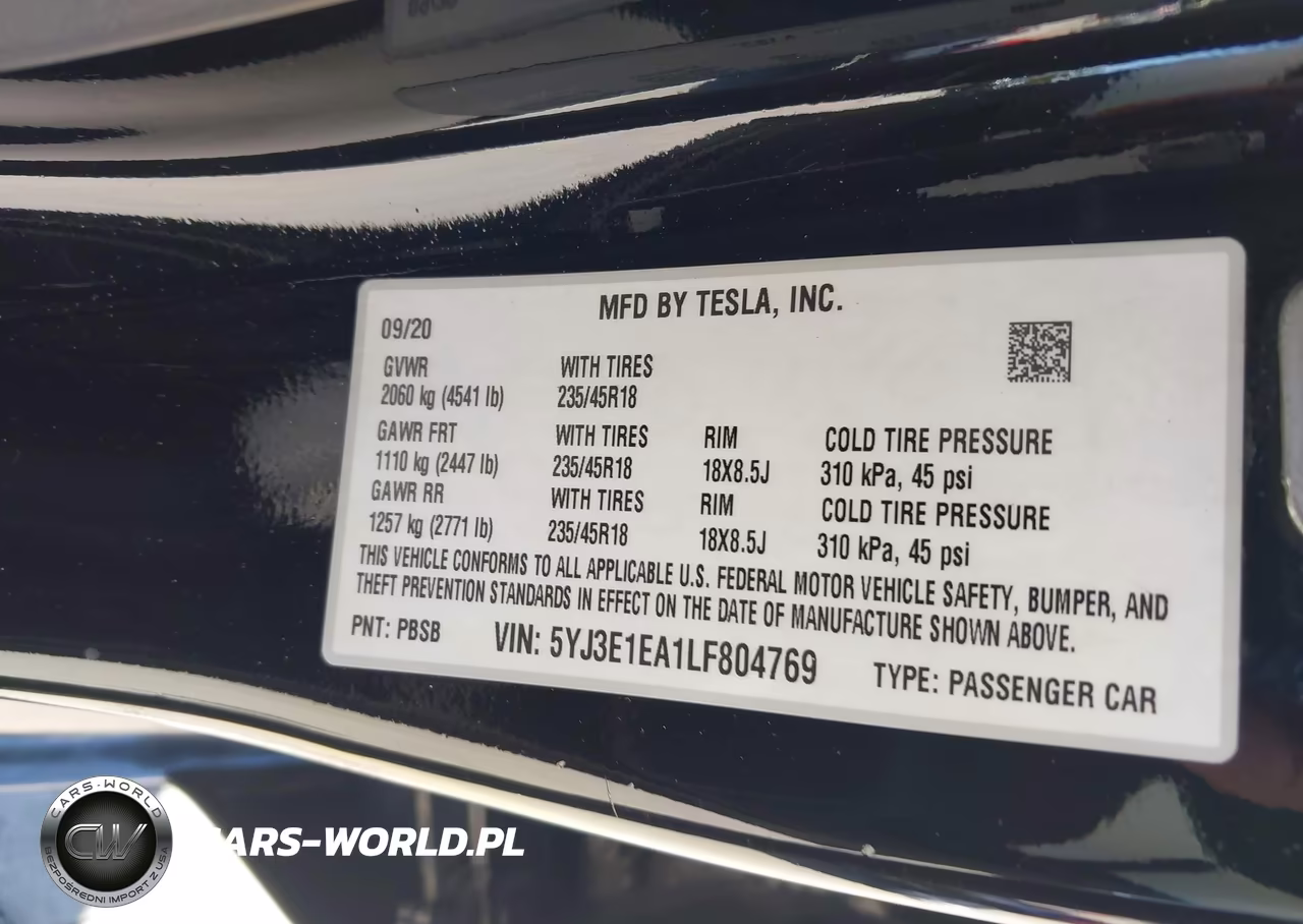 2020 Tesla Model 3 Standard Range Plus Rear-Wheel Drive-Standard Range Rear-Wheel Drive VIN:5YJ3E1EA1LF804769 - 9