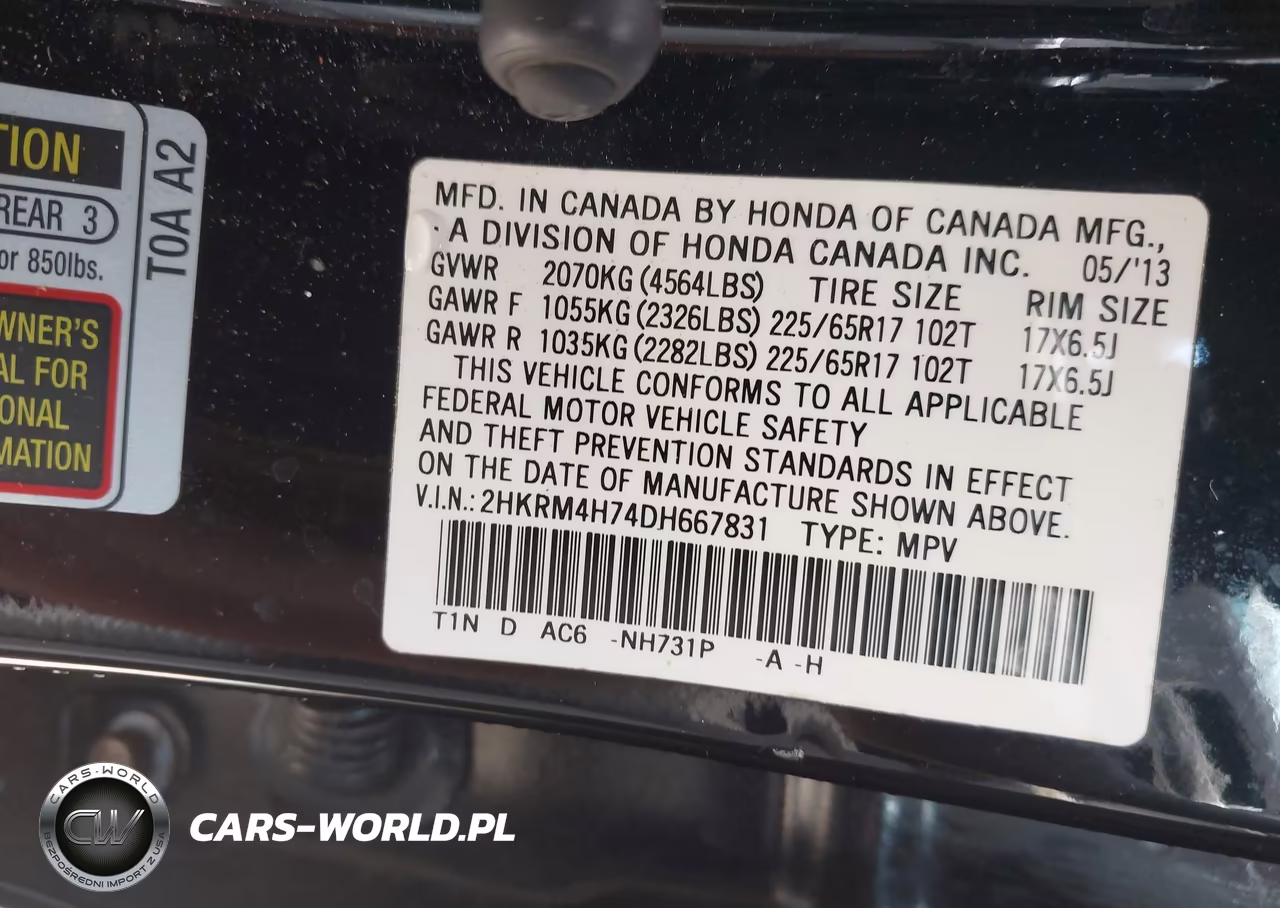 2013 Honda Cr-V Ex-L VIN:2HKRM4H74DH667831 - 9