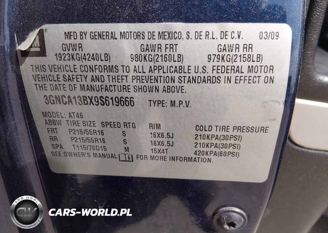 2009 Chevrolet Hhr Ls VIN:3GNCA13BX9S619666 - 9
