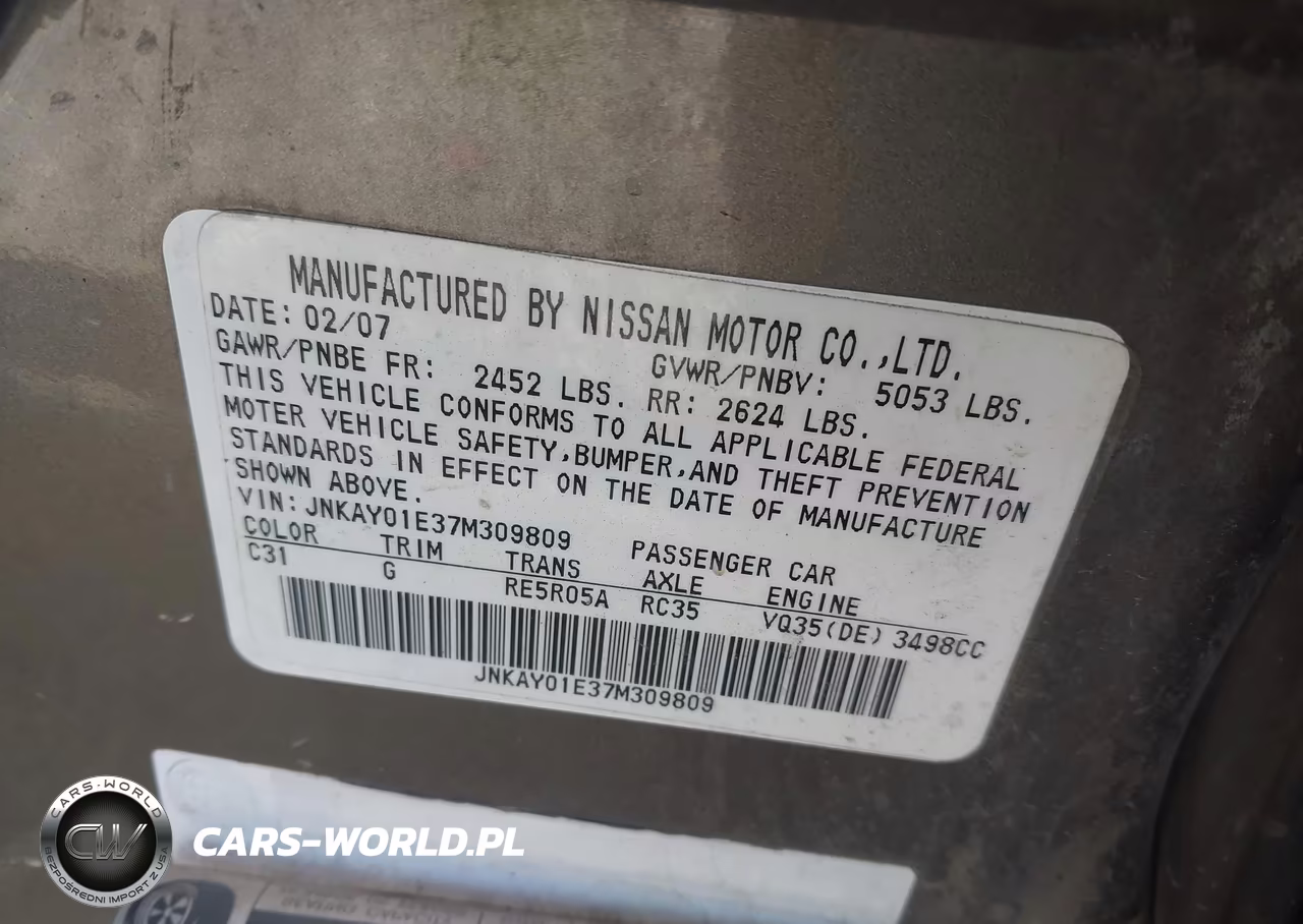 2007 Infiniti M35 VIN:JNKAY01E37M309809 - 9