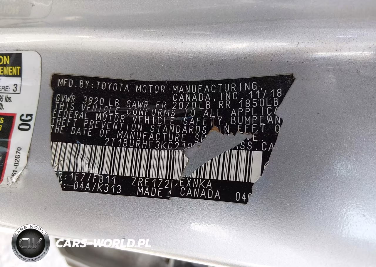 2019 Toyota Corolla Le VIN:2T1BURHE3KC210568 - 9