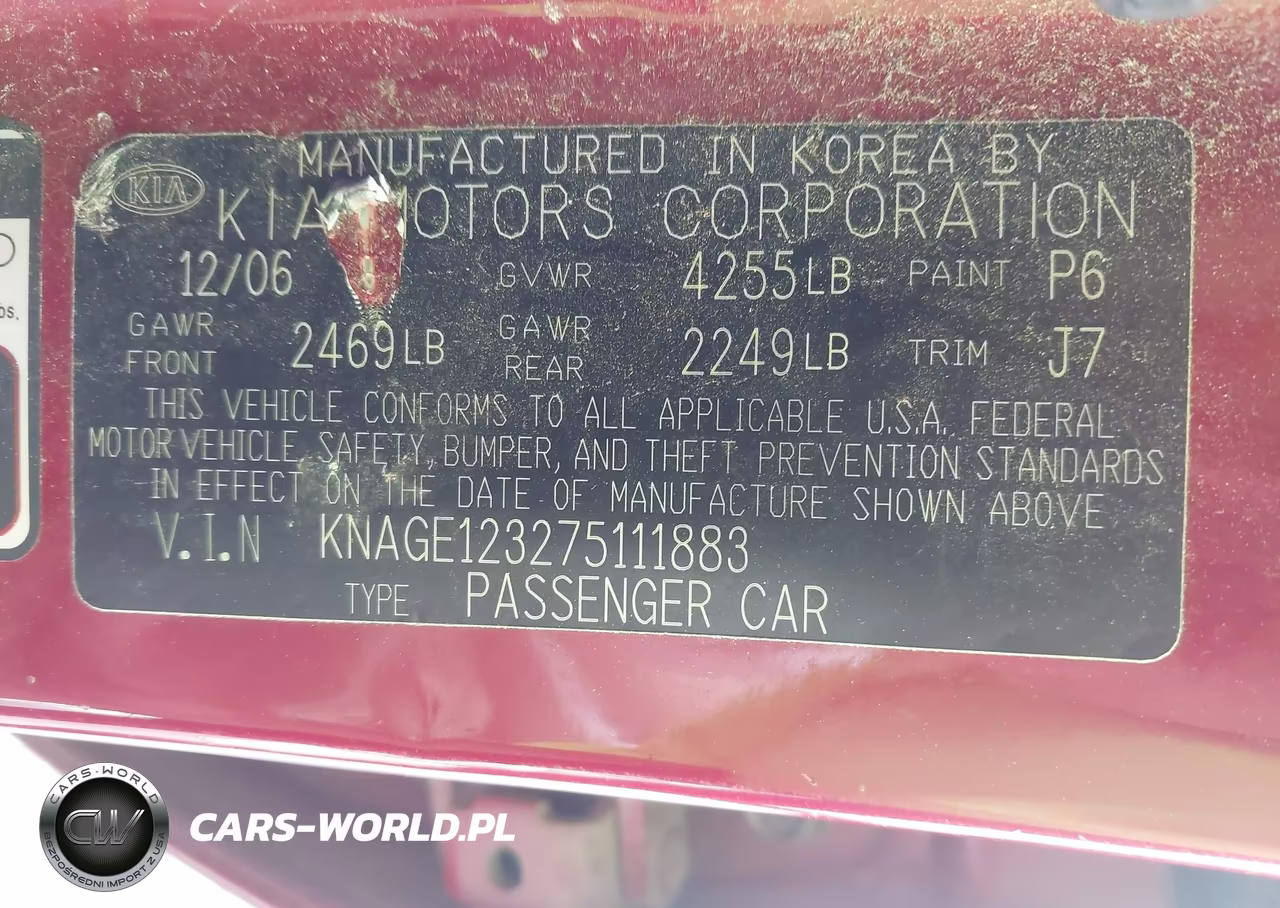 2007 Kia Optima Lx VIN:KNAGE123275111883 - 9