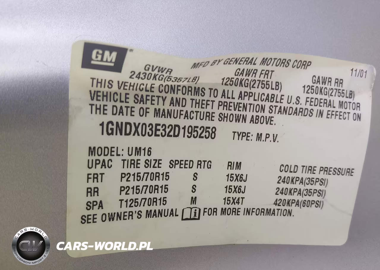 2002 Chevrolet Venture Plus 1Sb Pkg VIN:1GNDX03E32D195258 - 9