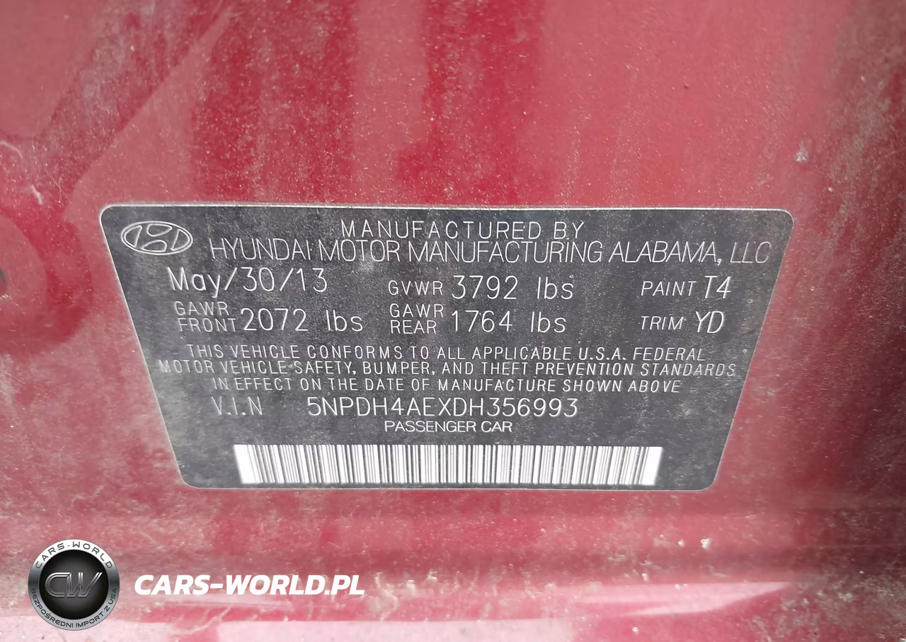 2013 Hyundai Elantra Gls VIN:5NPDH4AEXDH356993 - 9