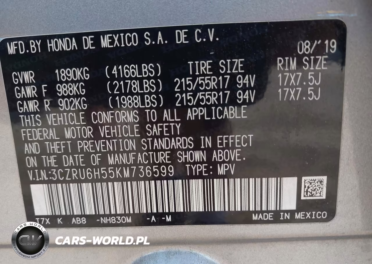 2019 Honda Hr-V Ex VIN:3CZRU6H55KM736599 - 9