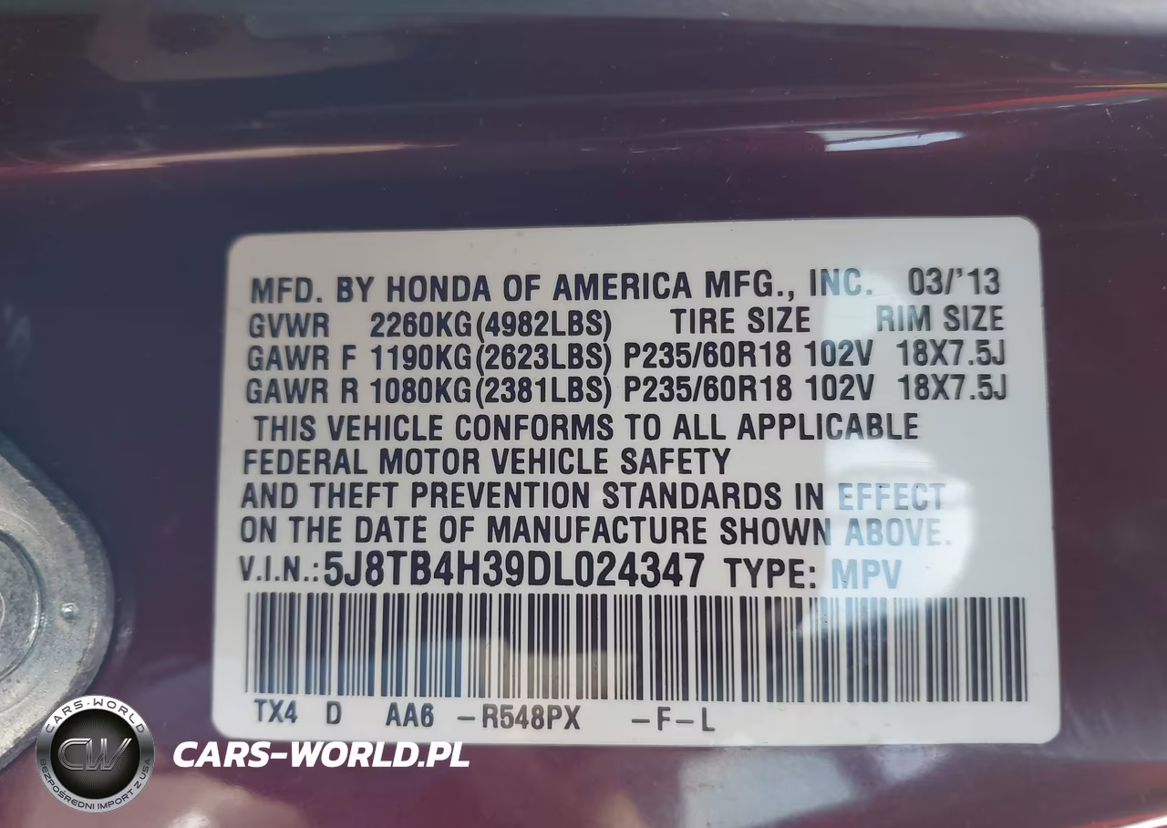2013 Acura Rdx VIN:5J8TB4H39DL024347 - 9