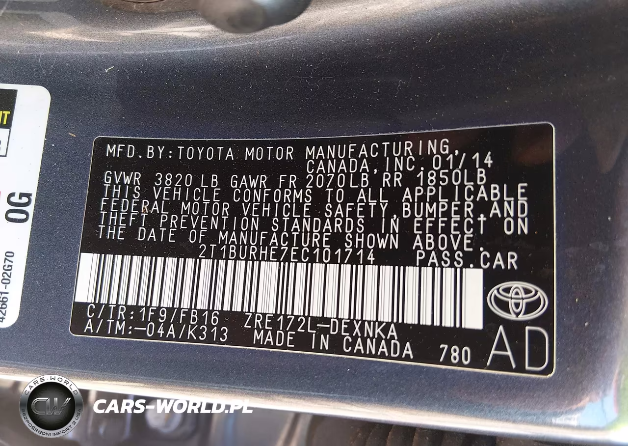 2014 Toyota Corolla Le VIN:2T1BURHE7EC101714 - 9