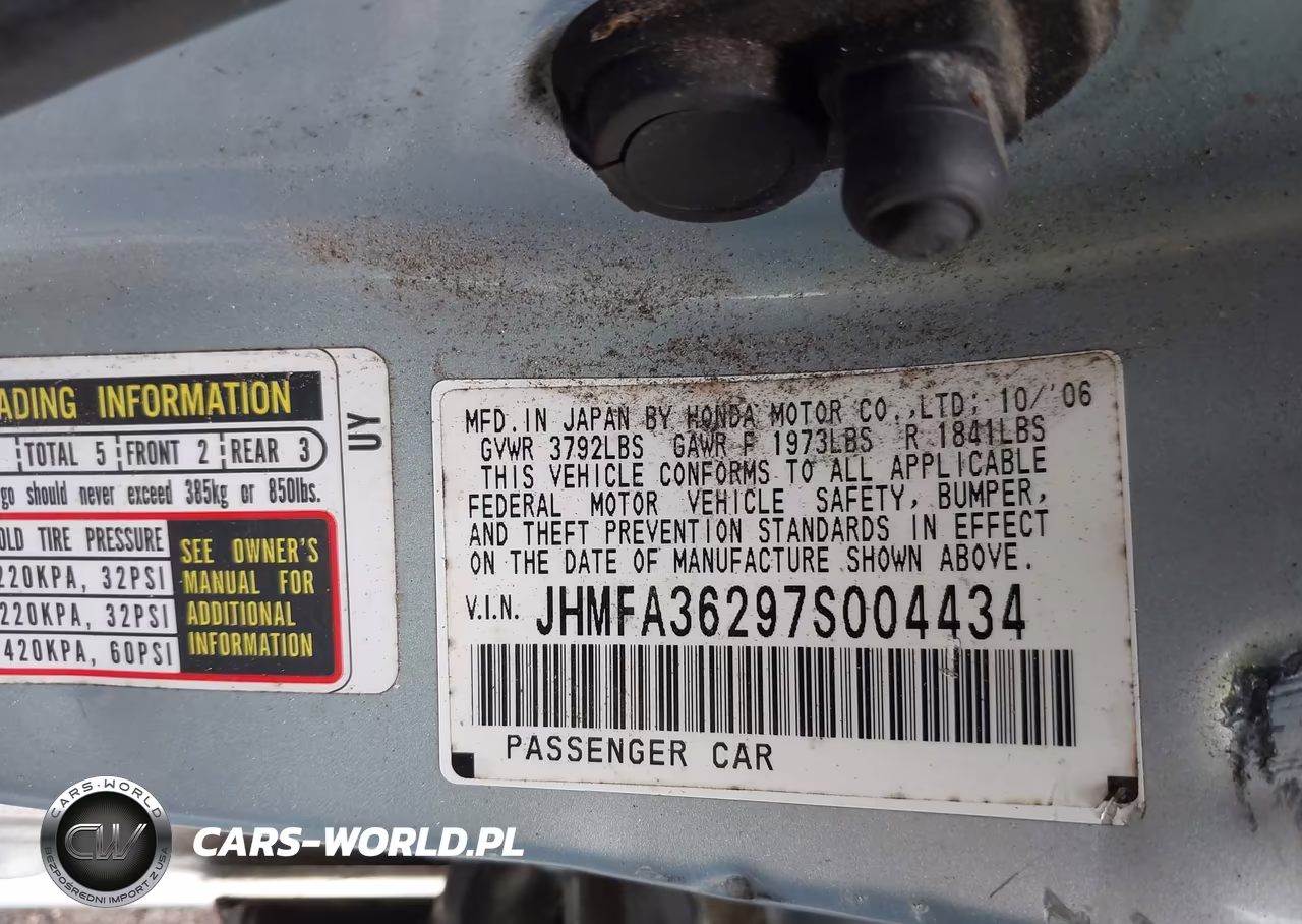 2007 Honda Civic Hybrid VIN:JHMFA36297S004434 - 9