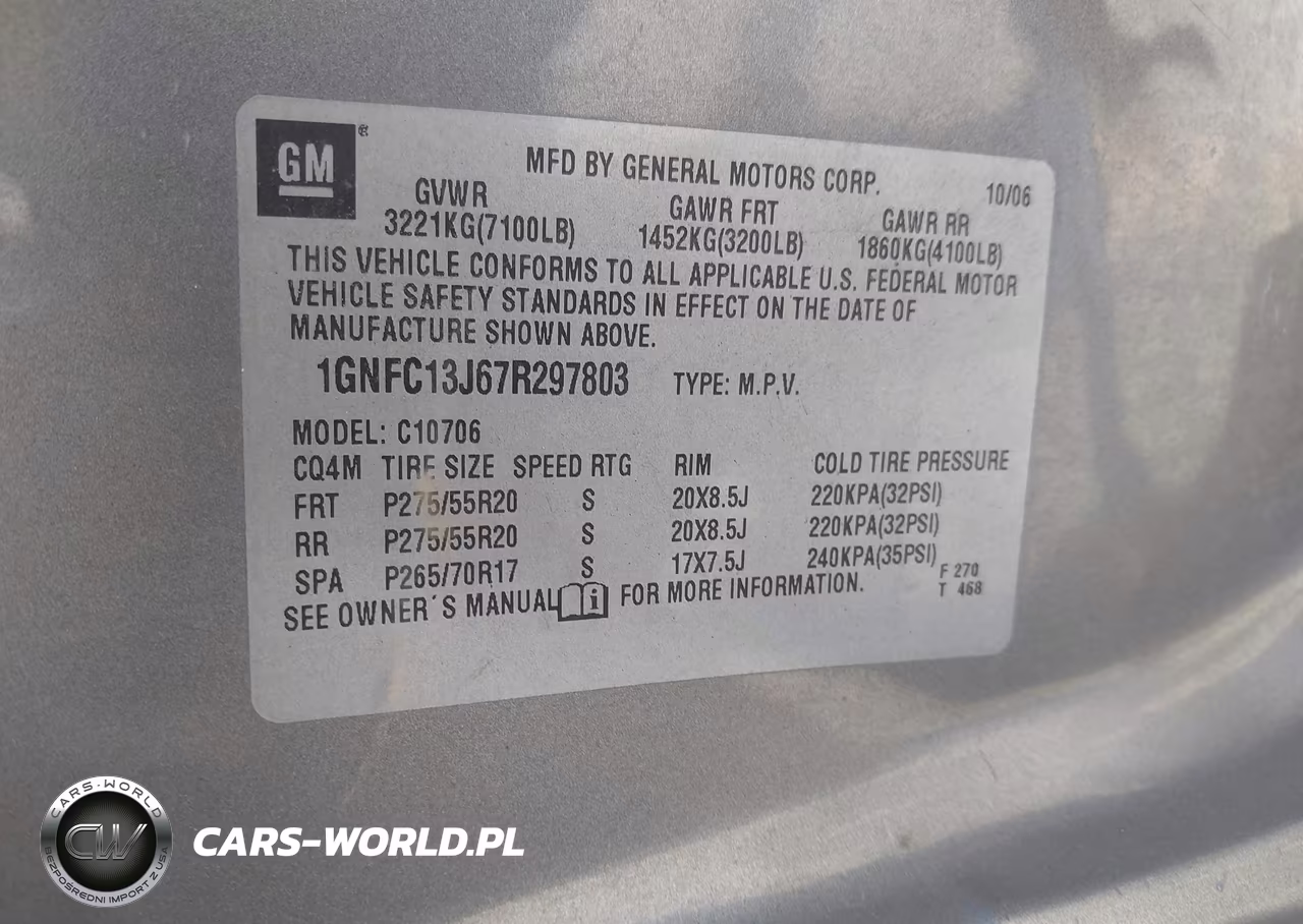 2007 Chevrolet Tahoe Lt VIN:1GNFC13J67R297803 - 9