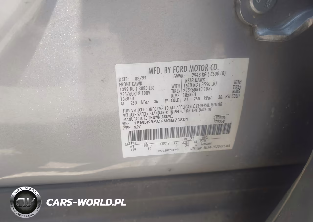 2022 Ford Police Interceptor Utility VIN:1FM5K8AC6NGB73801 - 9