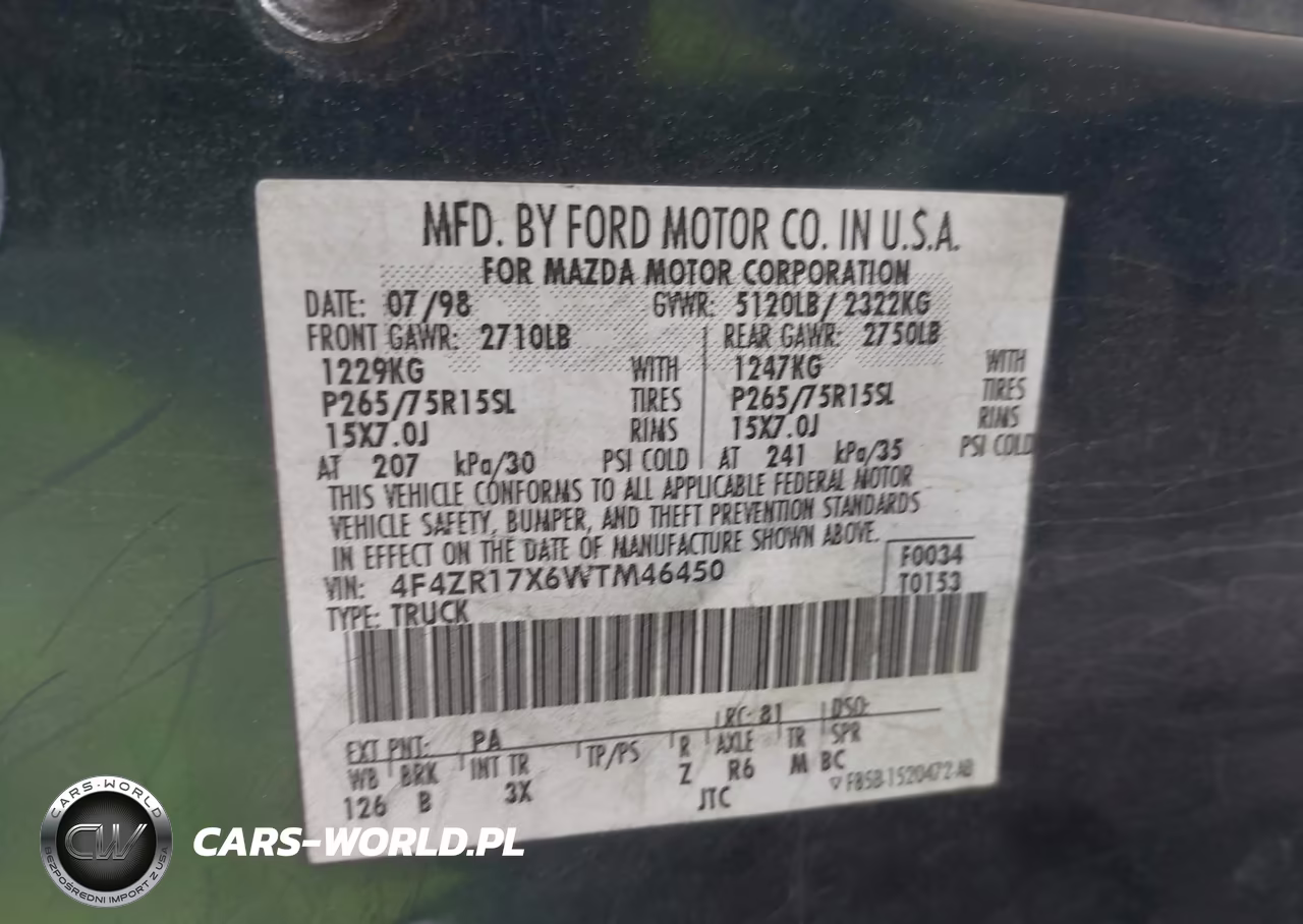 1998 Mazda B4000 Se VIN:4F4ZR17X6WTM46450 - 9