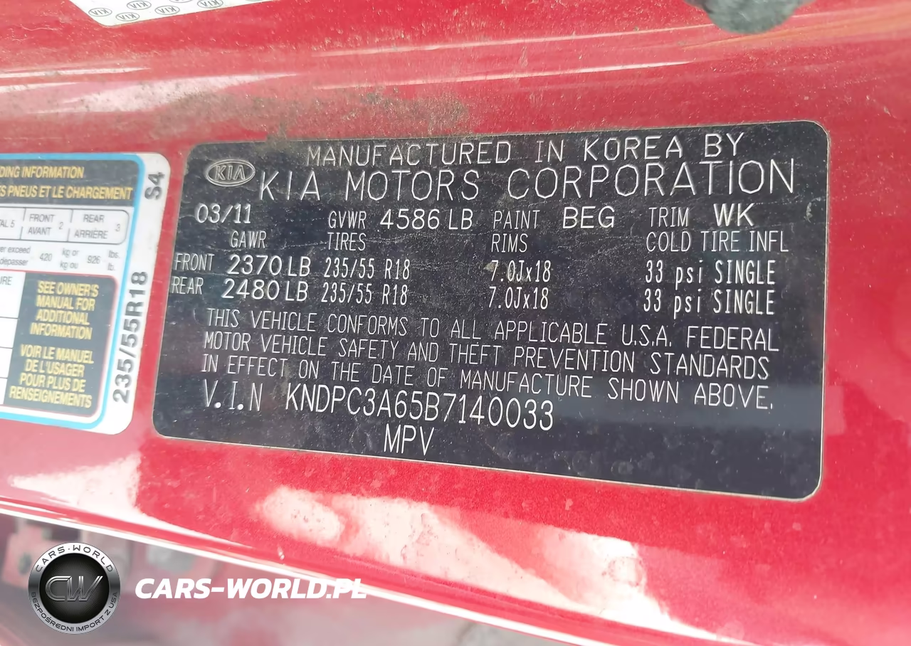 2011 Kia Sportage Sx VIN:KNDPC3A65B7140033 - 9