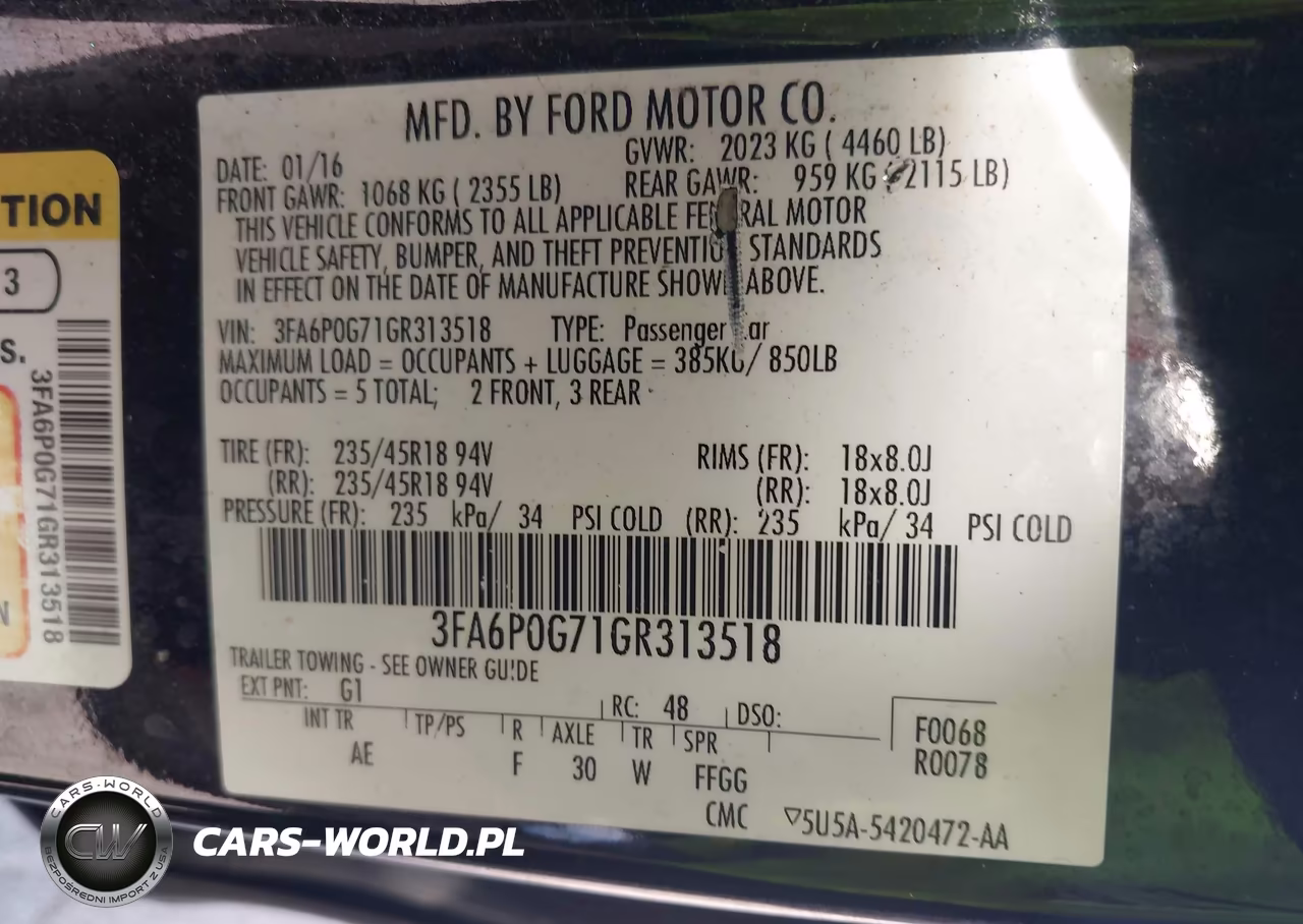 2016 Ford Fusion S VIN:3FA6P0G71GR313518 - 9