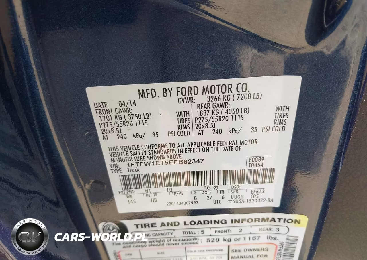 2014 Ford F-150 Lariat VIN:1FTFW1ET5EFB82347 - 9