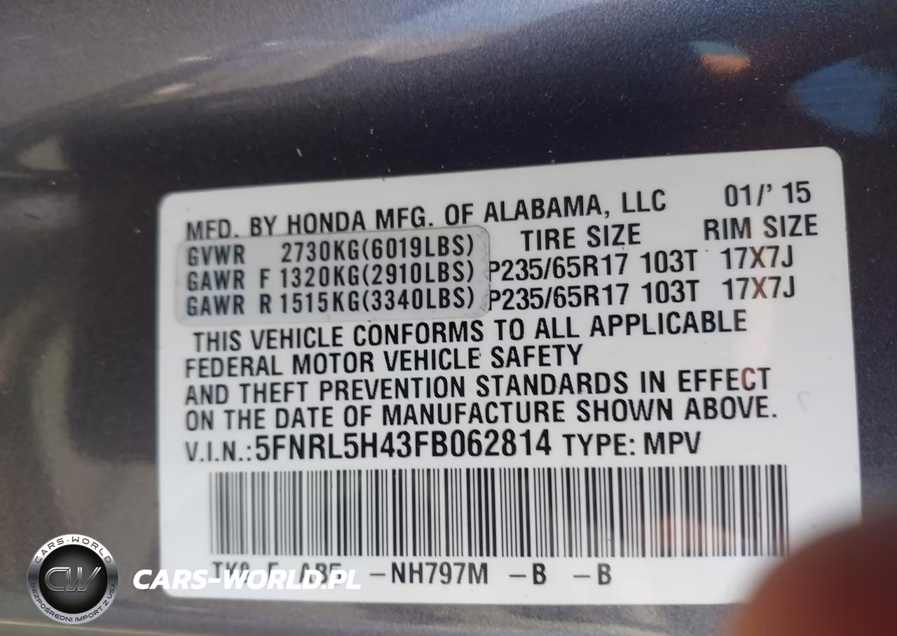 2015 Honda Odyssey Ex VIN:5FNRL5H43FB062814 - 9