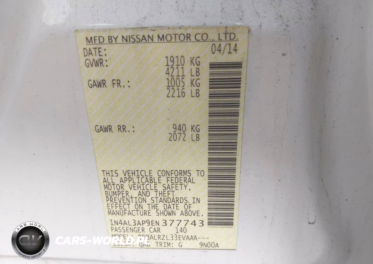 2014 Nissan Altima 2.5-2.5 S-2.5 Sl-2.5 Sv VIN:1N4AL3AP9EN377743 - 9