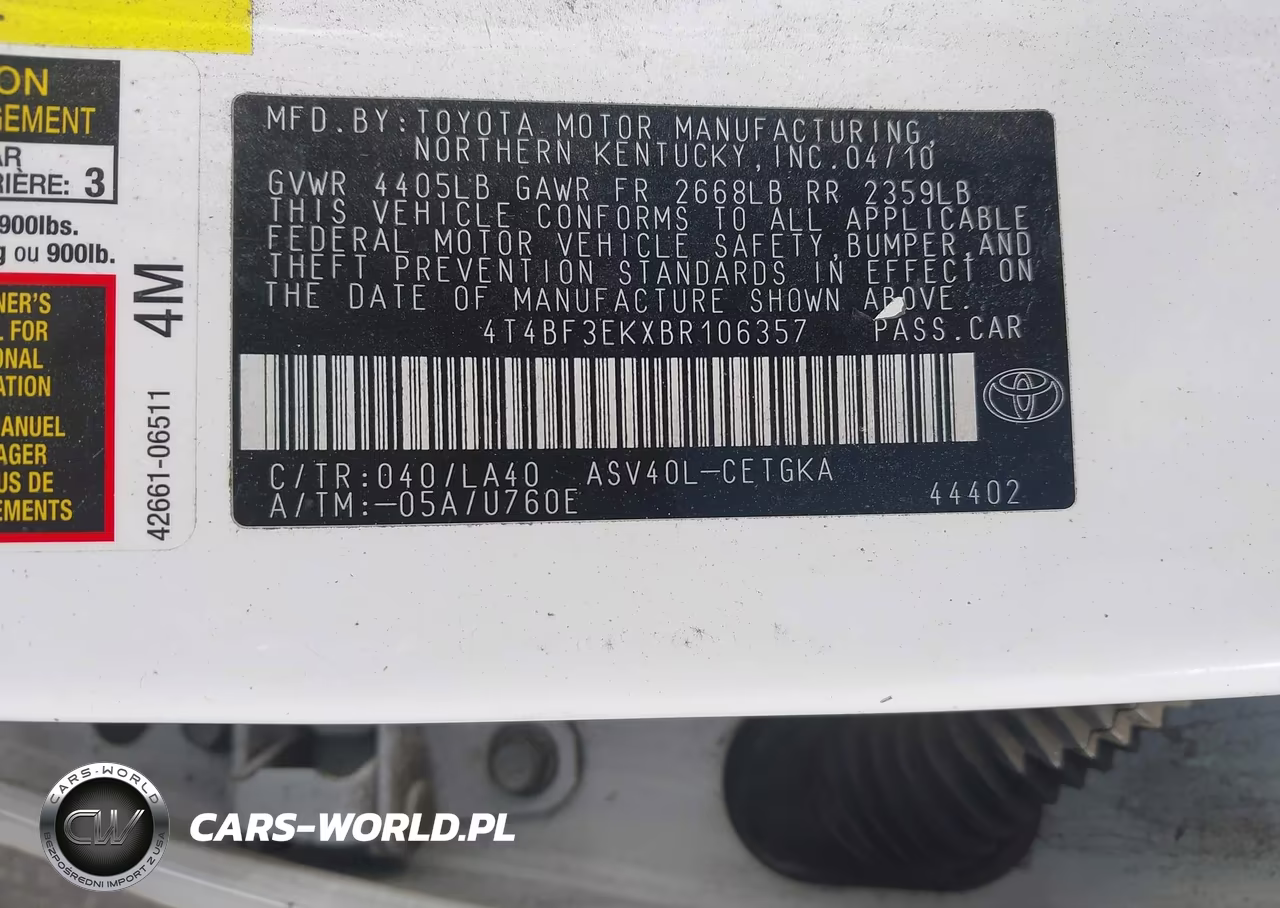 2011 Toyota Camry Xle VIN:4T4BF3EKXBR106357 - 9